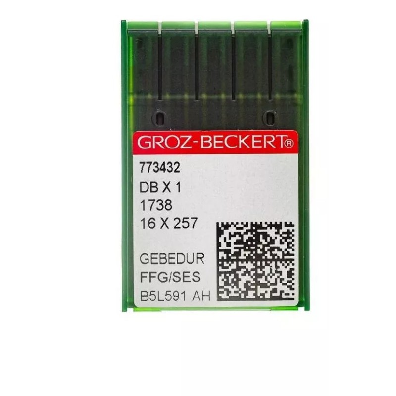 Agulha Groz-Beckert reta cabo fino DBX1 GEBEDUR FFG/SES pacote com 50 unidades Agulha Groz-Beckert reta cabo fino DBX1 GEBEDUR FFG/SES pacote com 50 unidades