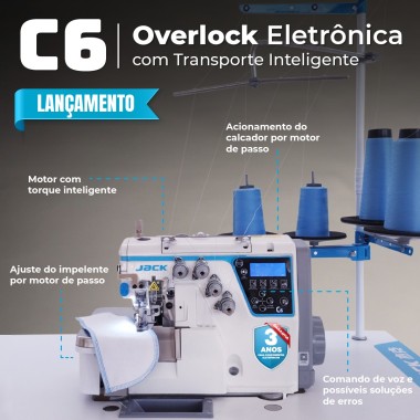 MÁQUINA OVERLOCK JACK JK-C6-4-M03/333-X 2 AGULHAS 4 FIOS DIRECT DRIVE