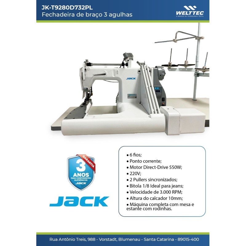 MÁQUINA DE BRAÇO DIRECT DRIVE JACK JK-T9280D-73-2PL (1/8") MÁQUINA DE BRAÇO DIRECT DRIVE JACK JK-T9280D-73-2PL (1/8")
